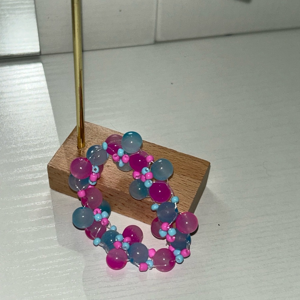 Vibrant Pink and Blue Iridescent Beaded Bracelet